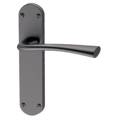 Internal Satin Black Bathroom Lever Door Handle with Lock, Latch and Hinges Pack - 65mm Latch - Neva - XL Joinery