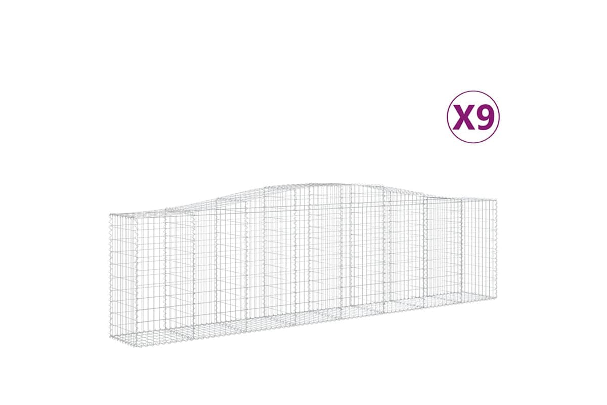 vidaXL 3145963 Arched Gabion Baskets 9 Pcs 400x50x100/120cm Galvanised Iron