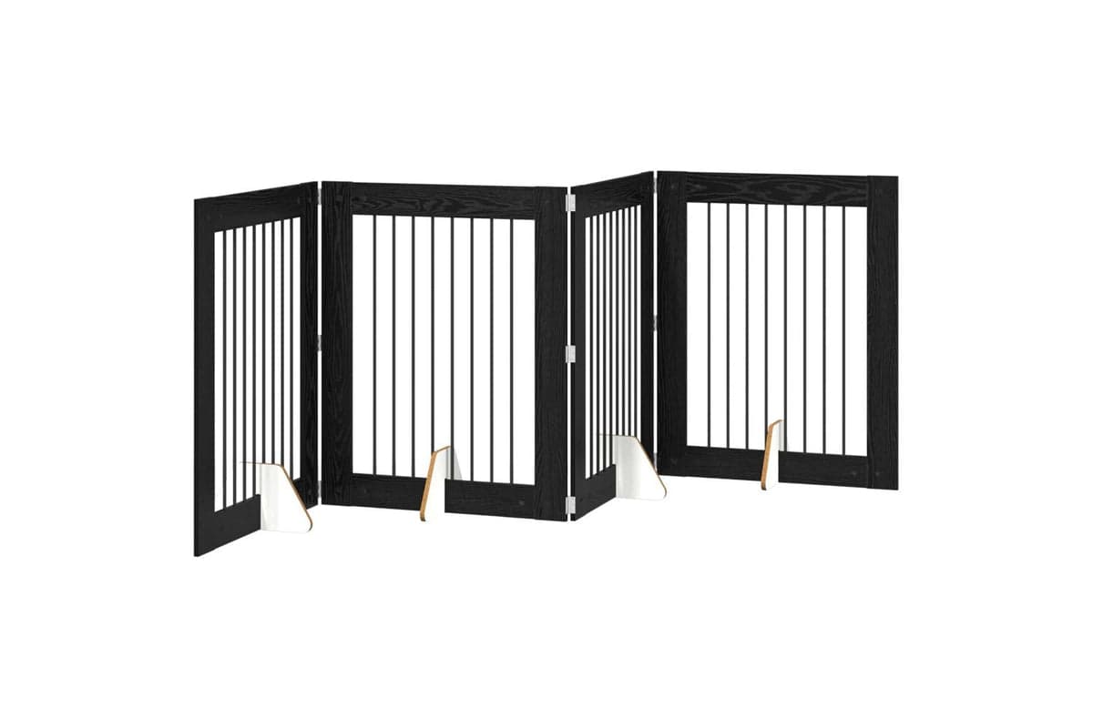 Vidaxl Foldable Dog Gate With Stands 4 Pcs Black Oak 321 Cm