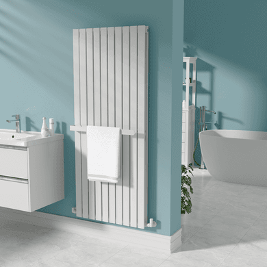 White Designer Wall-Mounted Towel Holder for Steel & Electric Radiators - 620mm
