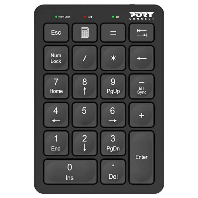 Port Connect Rechargeable Bluetooth Numeric Keypad - Black | 900802
