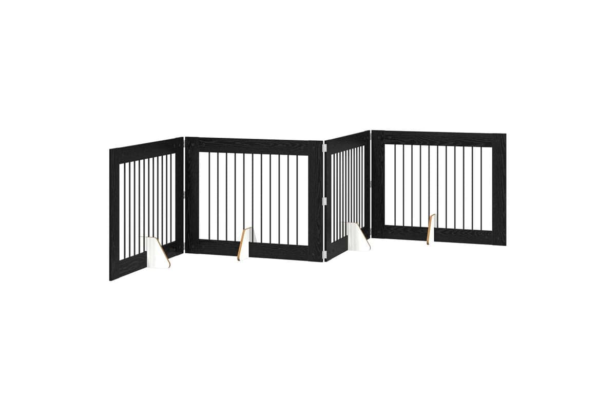 Vidaxl Foldable Dog Gate With Stands 4 Pcs Black Oak 401 Cm