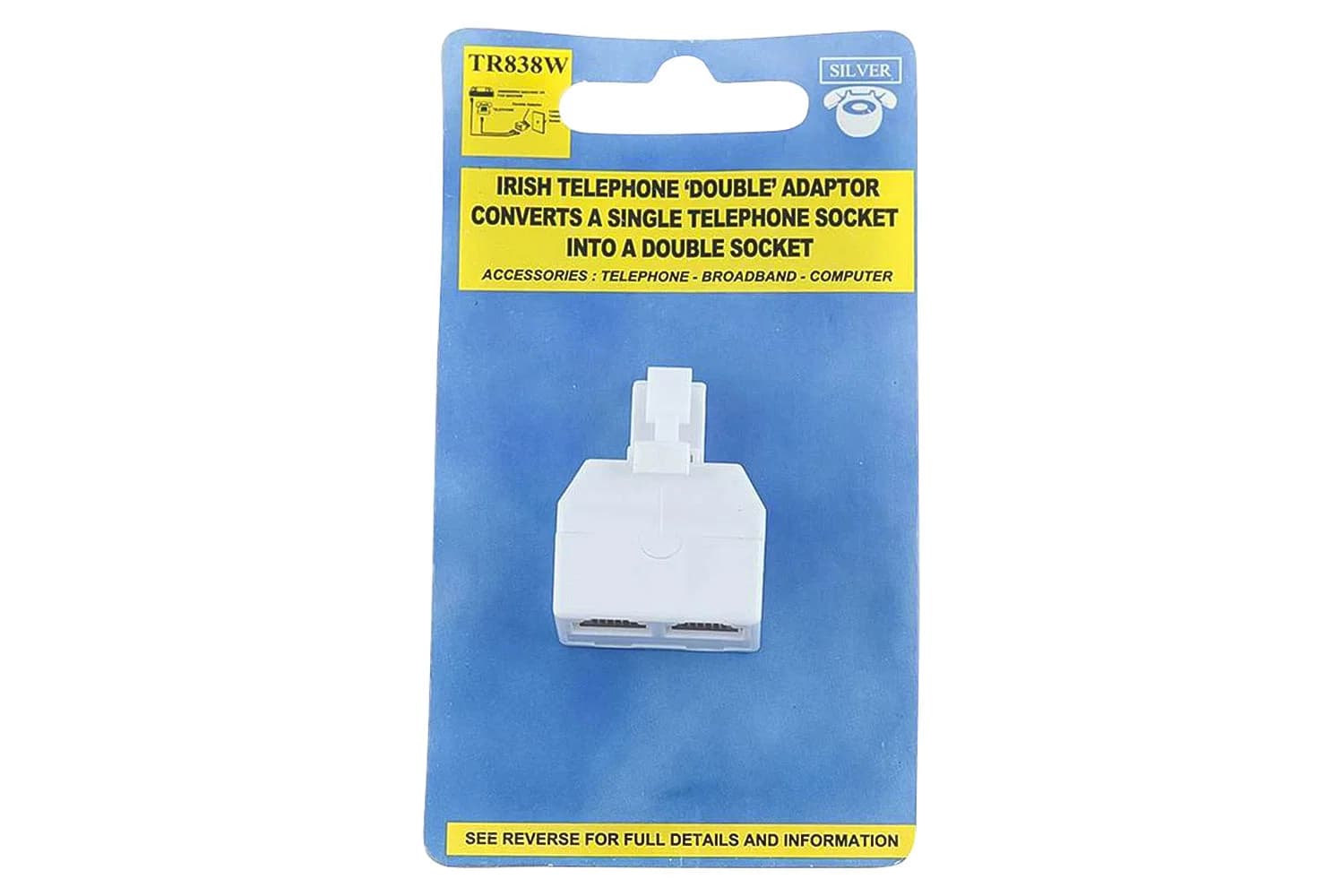 Silver Irish Telephone Double Adaptor | TR838W