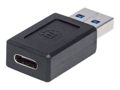 Manhattan USB-C to USB-A Adapter, Female to Male, 10 Gbps (USB 3.2 Gen2 aka USB 3.1), SuperSpeed+ USB, Black, Lifetime Warranty, Polybag