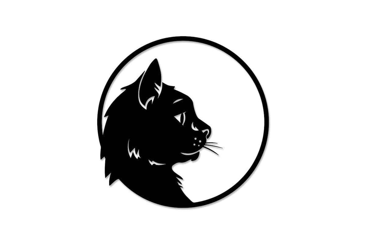 Decortie | Cat Profile Metal Wall Art | Black | 46 x 36 cm
