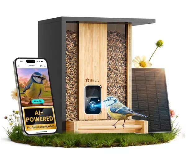 BIRDFY Smart Camera Bird Feeder with Solar Roof - Bamboo