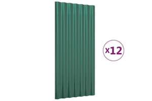 vidaXL 319133 Roof Panels 12 Pcs Powder-coated Steel Green 80x36cm