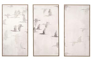 Natural Framed Canvas Print | Beige & Grey | 60 x 120 cm | Set of 3