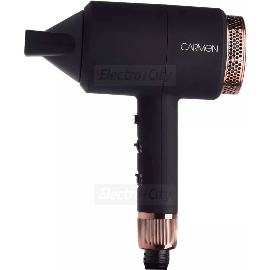 Carmen Noir II Pro 1800W Hair Dryer with Concentrator Nozzle | Black &amp; Copper