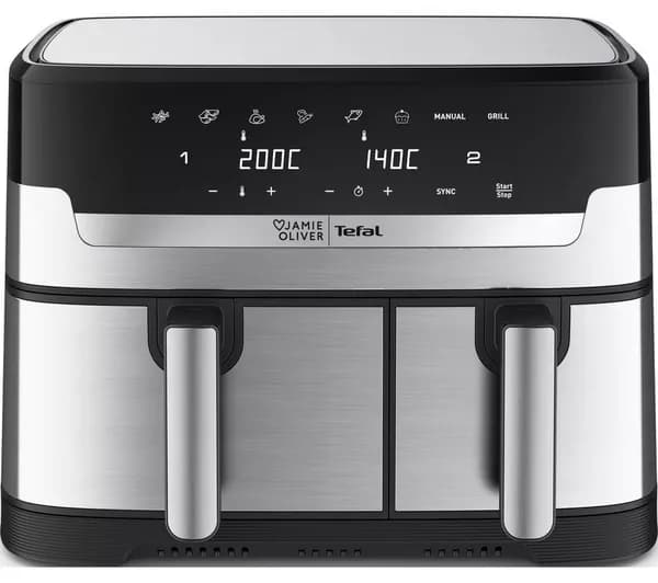 TEFAL Jamie Oliver Easy Fry EY90JDG0 8.3L Dual Drawer Air Fryer - Stainless Steel