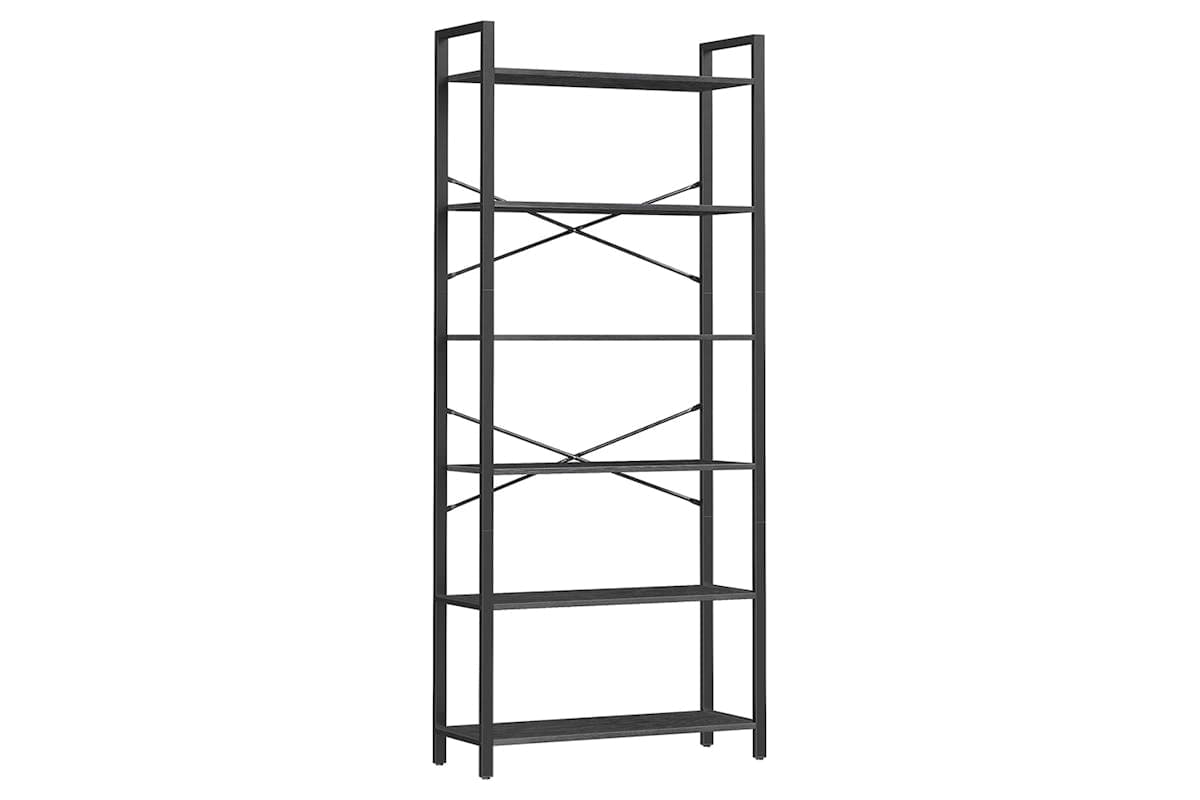 Vasagle Tall Bookcase | Large | 6 Shelves | Ebony Black/Ink Black