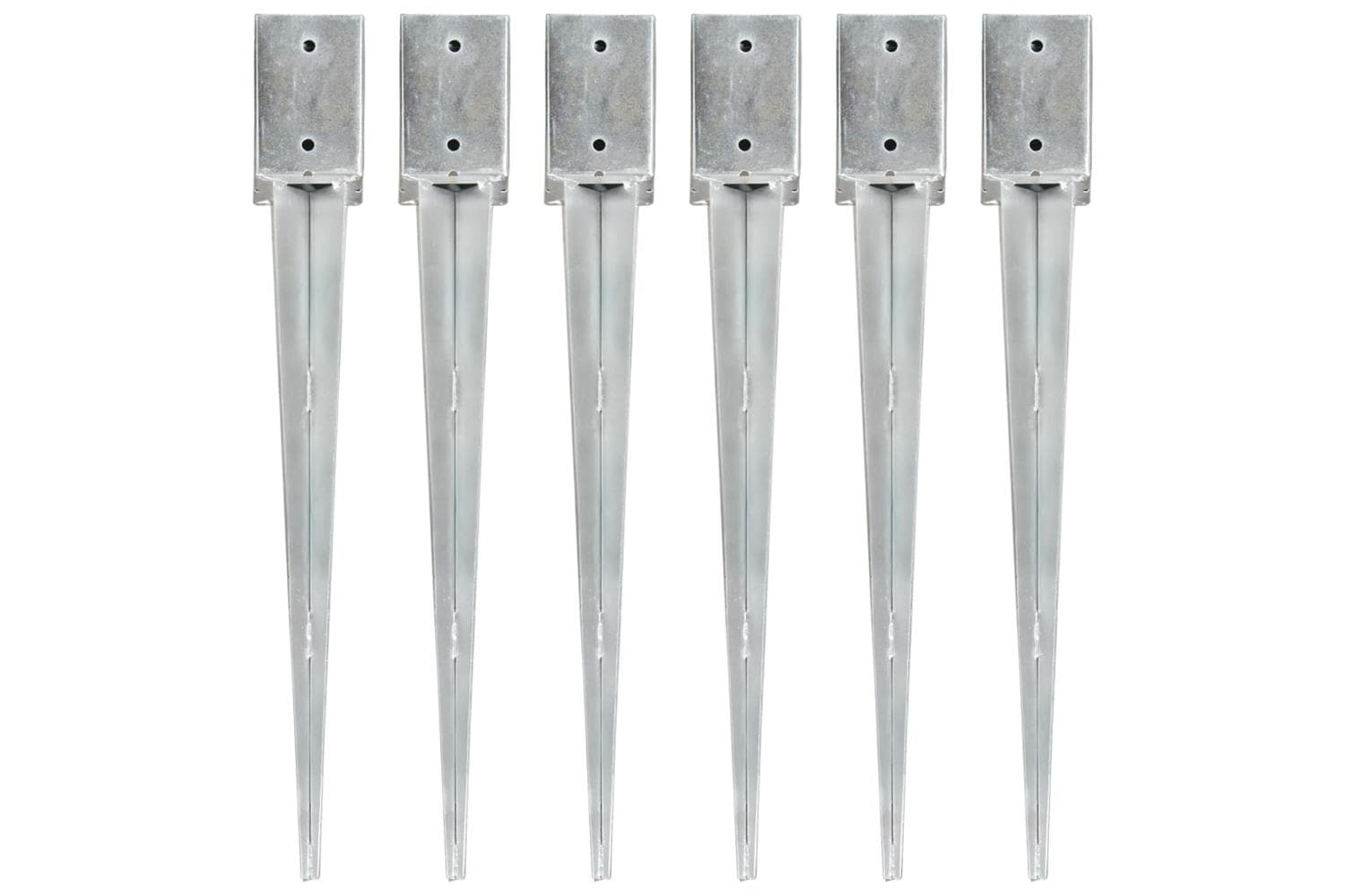 vidaXL 145414 Ground Spikes 6 Pcs Silver 9x9x75cm Galvanised Steel