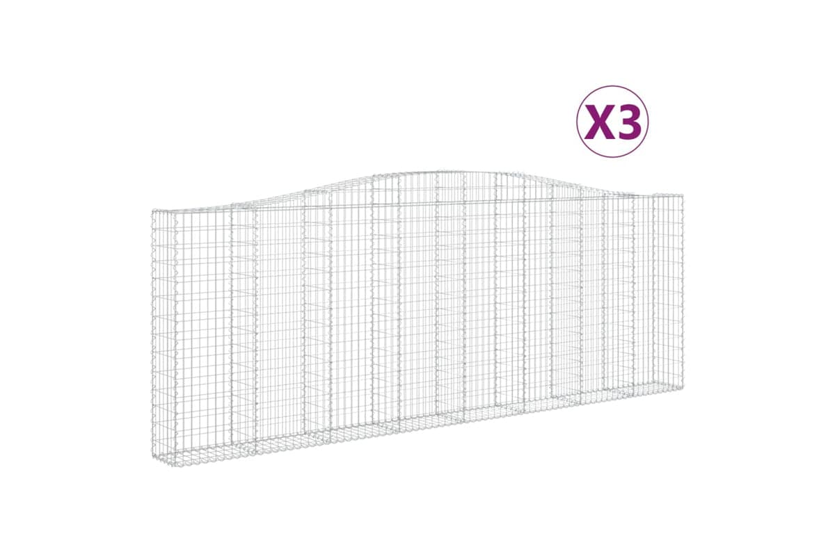 vidaXL 3145853 Arched Gabion Baskets 3 Pcs 400x30x140/160cm Galvanised Iron