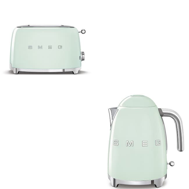 Smeg 50's Retro Kettle & 4 Slice Toaster Set - Pastel Green | KLF03PGUK + TSF03PGUK