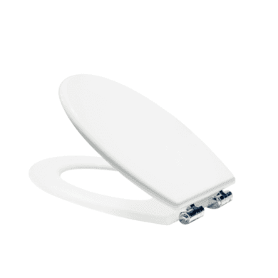 White Round Wooden Soft Close Toilet Seat with Quick Release and Chrome Hinges - Park Royal