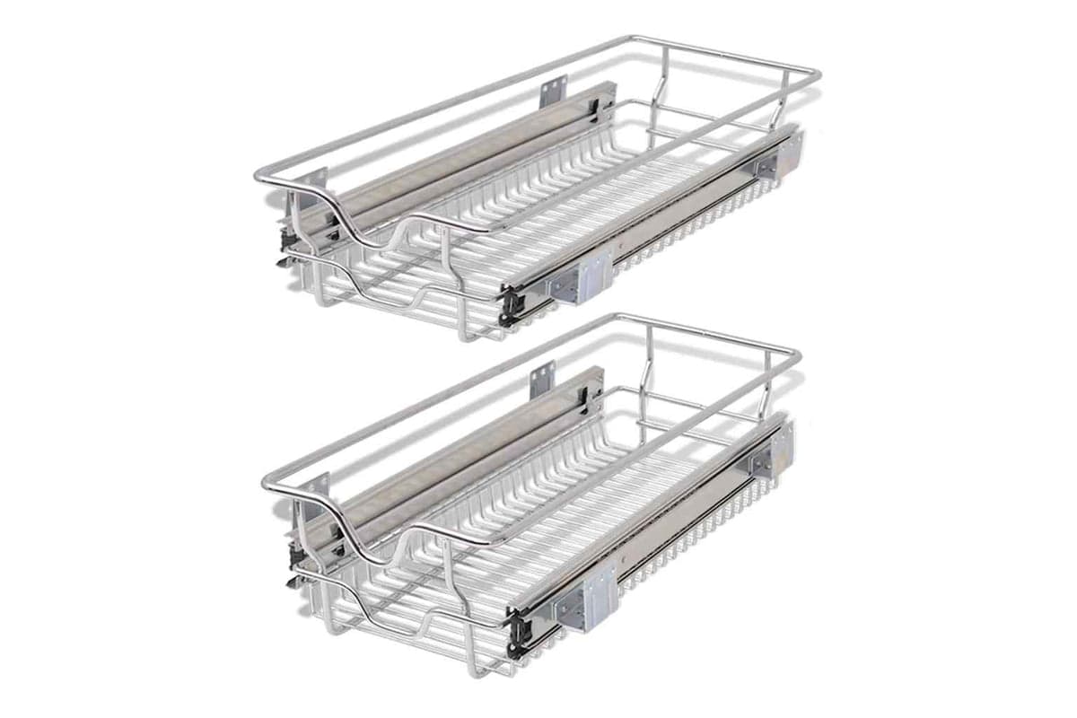 Vidaxl Pull-out Wire Baskets 2 Pcs Silver 300 Mm