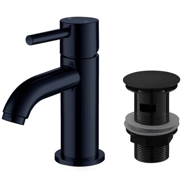 Shiny Black Basin Mixer Tap & Slotted Basin Waste - Arissa