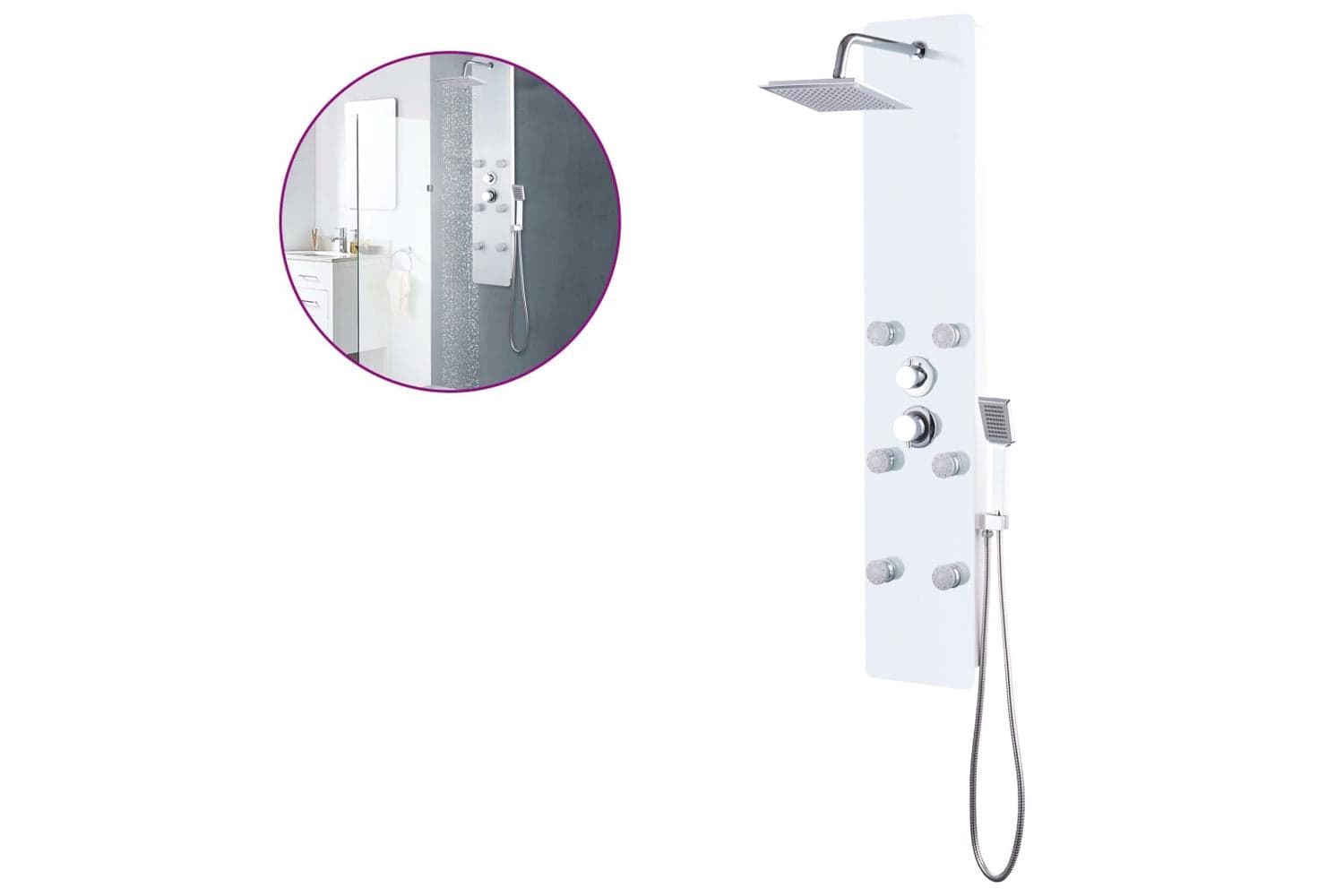 vidaXL 142992 Shower Panel Unit Glass 25x44.6x130cm White