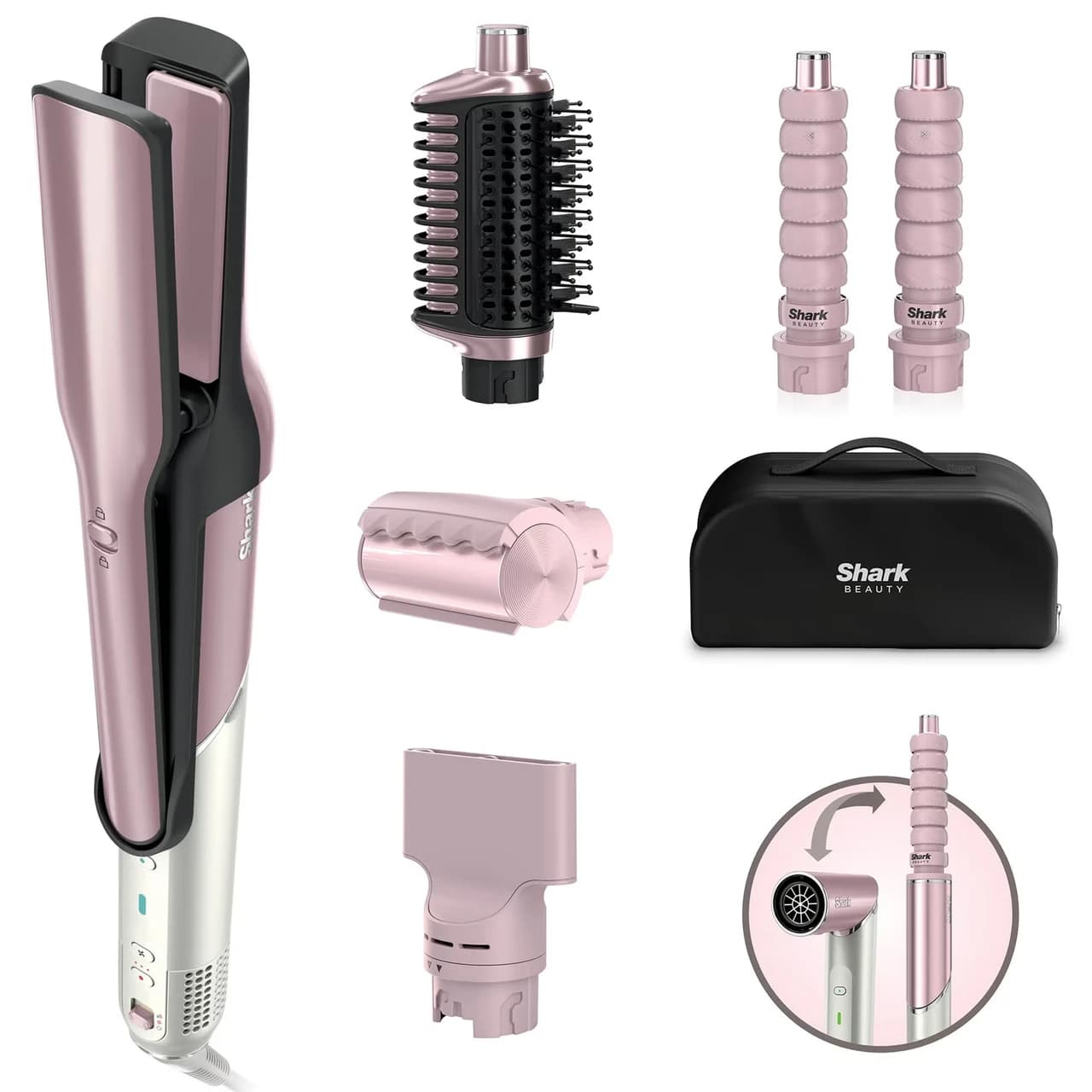 Shark HD6051SUKPK Glam Ceramic Air Styling Drying FrizzFighter – Pink