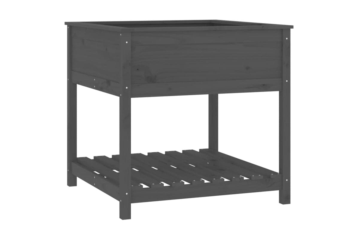 vidaXL 823796 Planter With Shelf Grey 82.5x82.5x81cm Solid Wood Pine