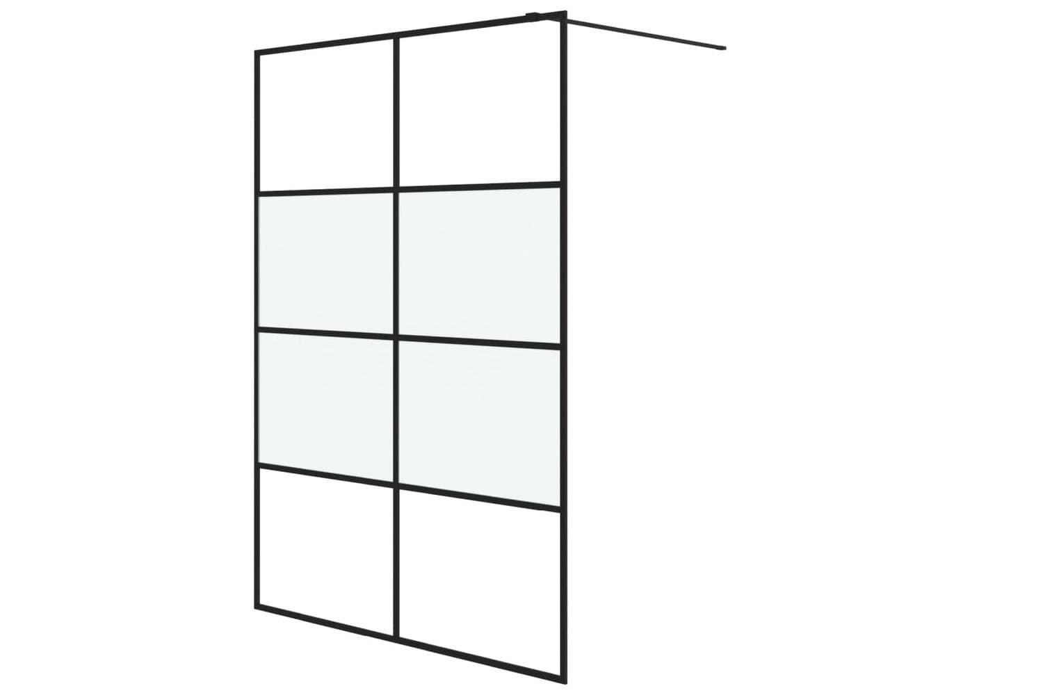 vidaXL 152129 Walk-in Shower Wall Black 140x195cm Half Frosted Esg Glass
