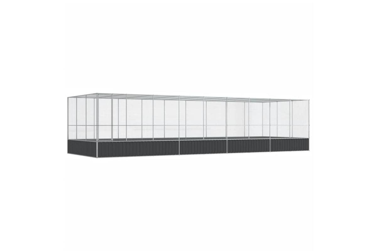 Aviary With Extension Silver 932x307x212 Cm Steel