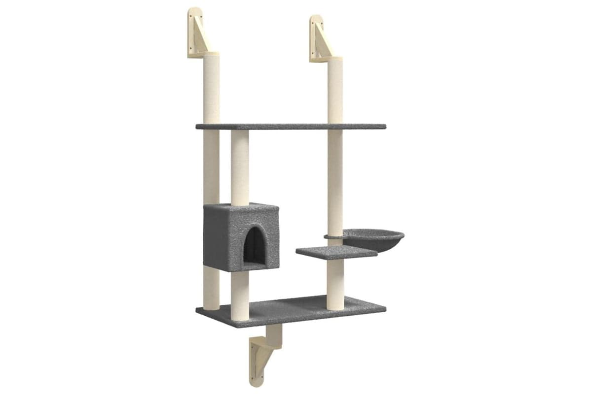 Vidaxl Wall-mounted Cat Tree With Scratching Post Dark Grey 153 Cm