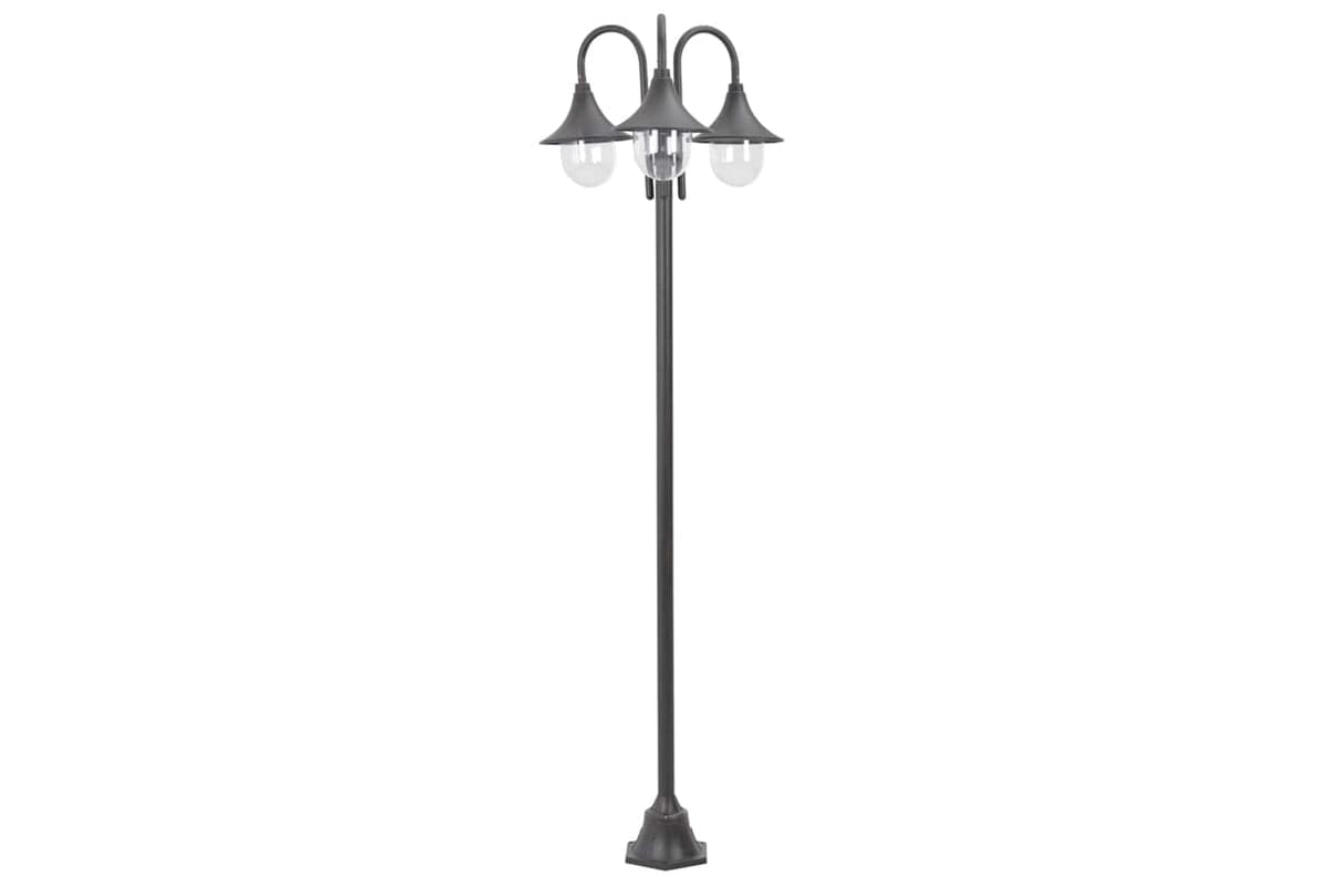 vidaXL 44207 Garden Post Light E27 220cm Aluminium 3-lantern Bronze