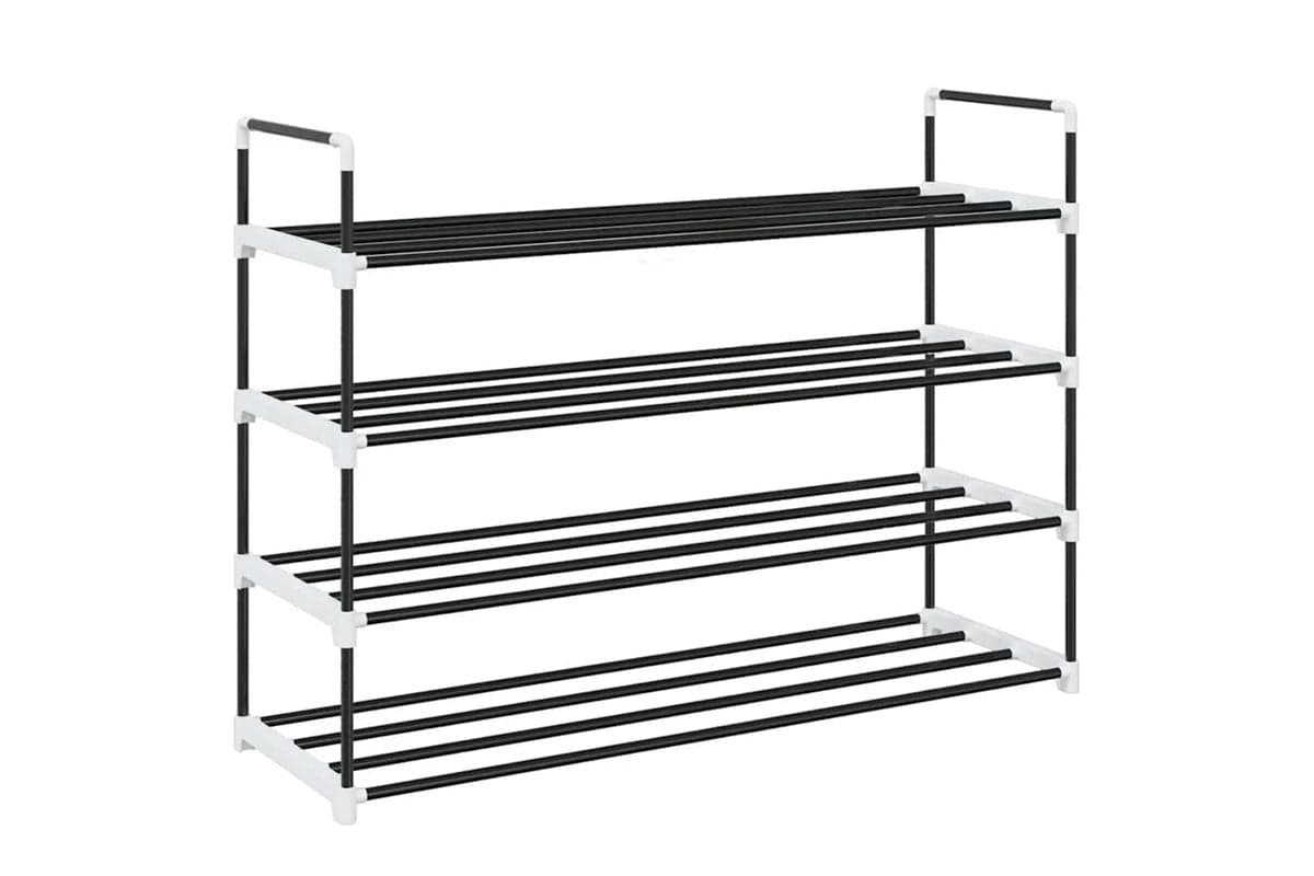 Vidaxl 245626 Shoe Rack With 4 Shelves Metal And Plastic Black
