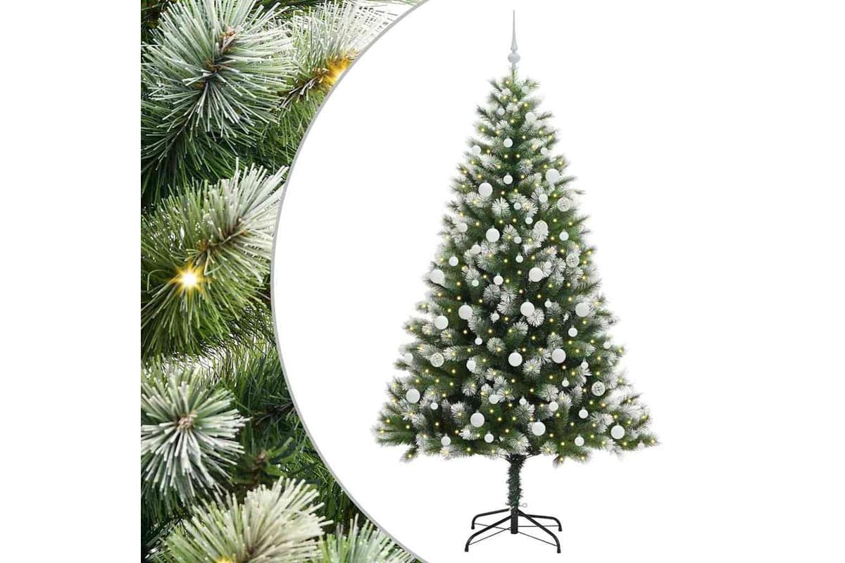 Vidaxl Artificial Hinged Christmas Tree With Flocked Snow 300 Leds