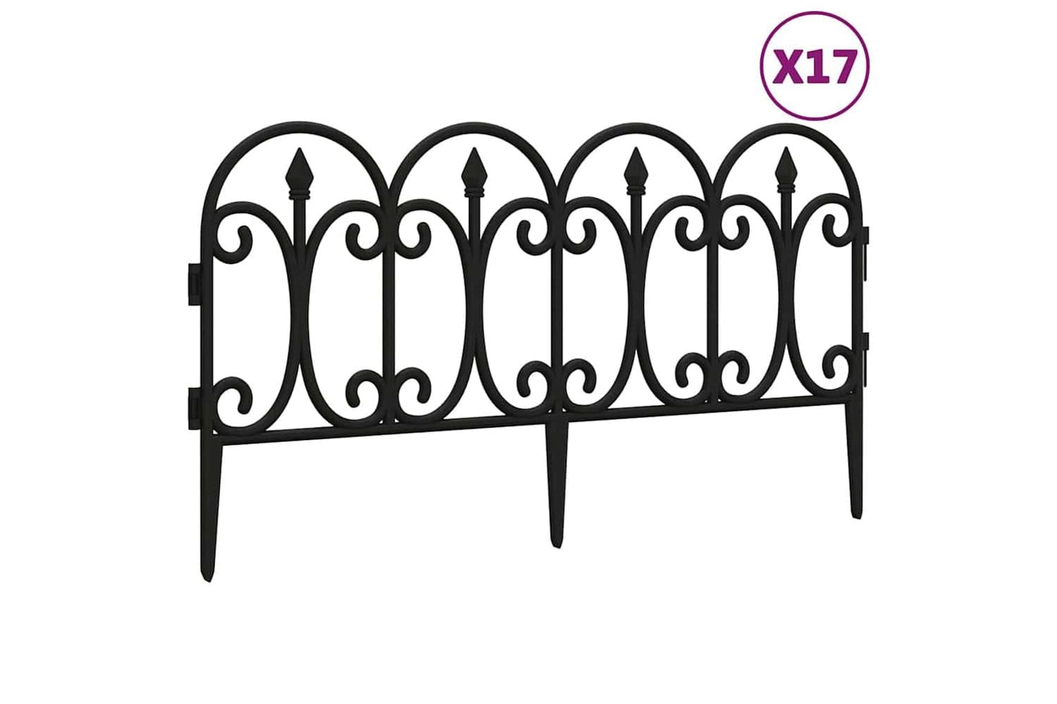 Vidaxl 318293 Lawn Edgings 17 Pcs Black 10 M Pp