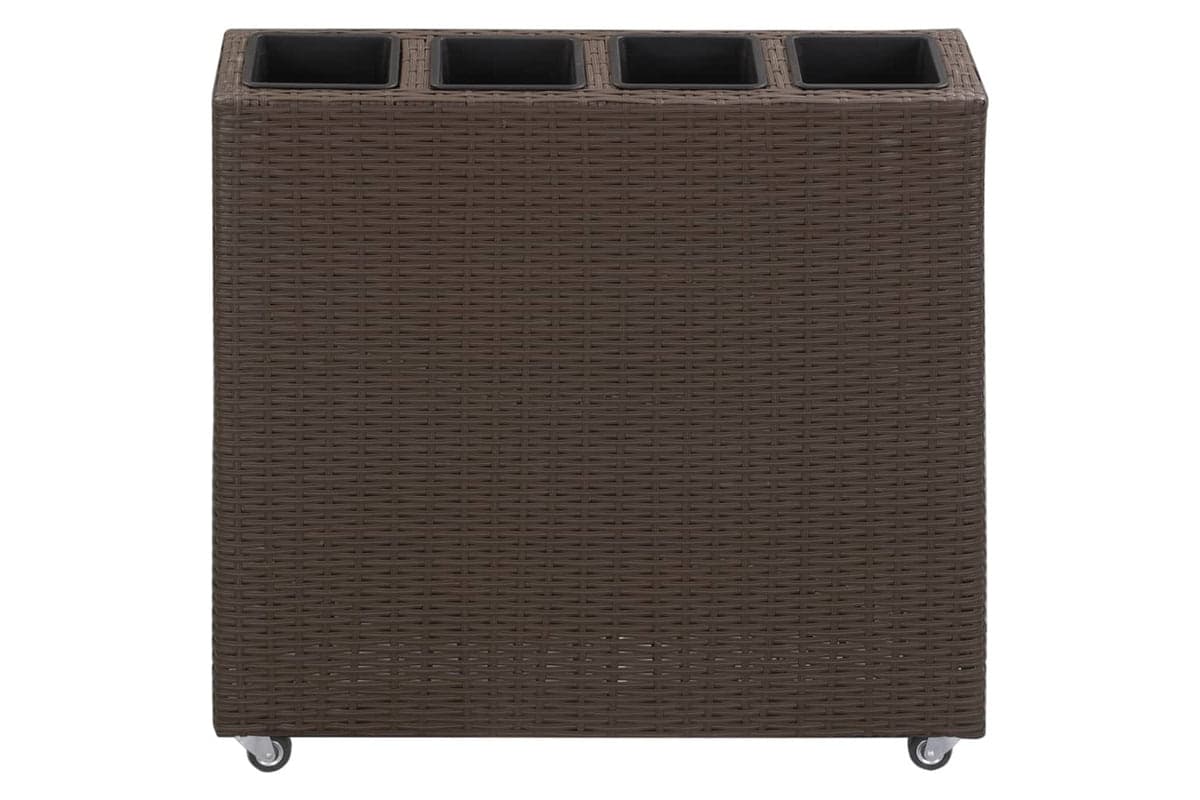 vidaXL 46950 Garden Raised Bed With 4 Pots 80x22x79cm Poly Rattan Brown