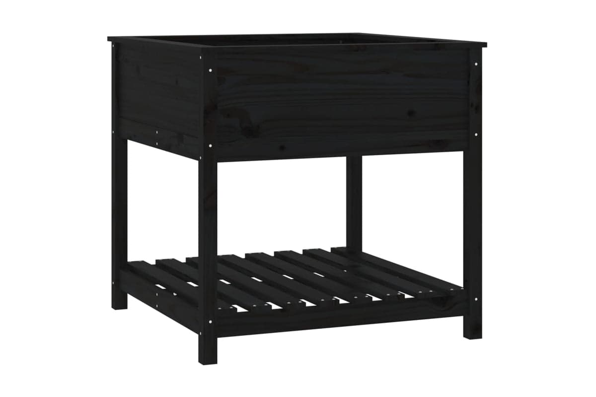 vidaXL 823798 Planter With Shelf Black 82.5x82.5x81cm Solid Wood Pine