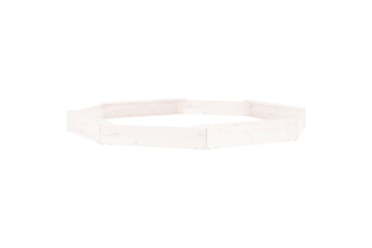 vidaXL 825024 Sandbox With Seats White Octagon Solid Wood Pine