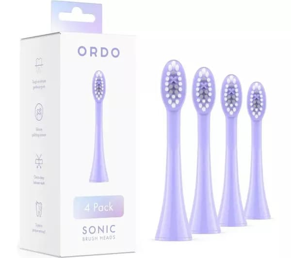 ORDO Sonic+ Replacement Toothbrush Heads - Pack of 4, Pearl Violet