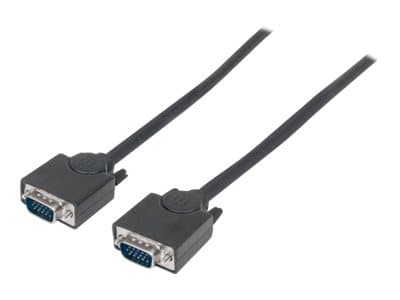 Manhattan VGA Monitor Cable, 1.8m, Black, Male to Male, HD15, Cable of higher SVGA Specification (fully compatible), Fully Shielded, Lifetime Warranty
