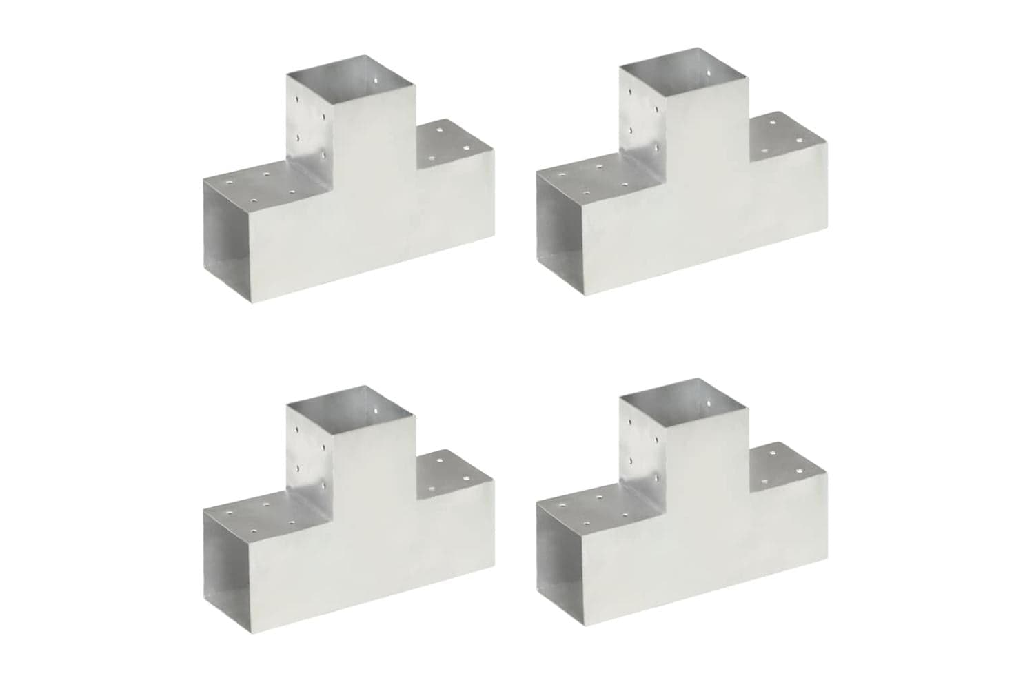 vidaXL 145480 Post Connectors 4 Pcs T Shape Galvanised Metal 101x101mm