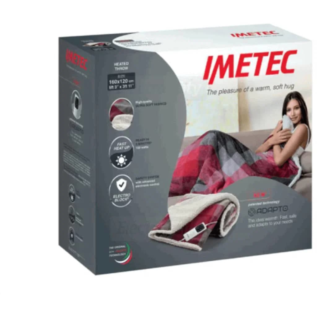 Imetec Adapto Heated Throw Blanket with 6 Heat Settings | Red Tartan