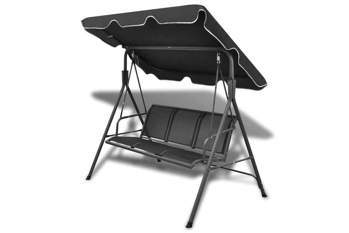 Vidaxl Garden Swing Bench With Canipy Black