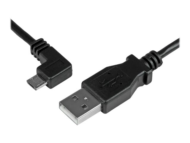 STARTECH.COM - StarTech 2m 6 ft Micro-USB Charge-and-Sync Cable - Left-Angle Micro-USB - M/M - USB to Micro USB Charging Cable - 24 AWG (USBAUB2MLA) - USB cable - Micro-USB Type B to USB - 2 m