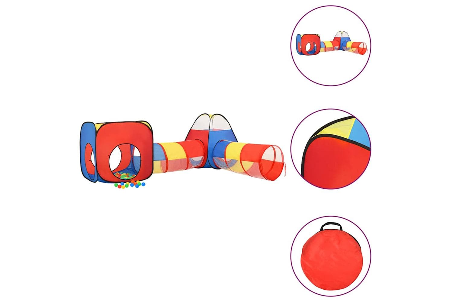 vidaXL 3107733 Children Play Tent With 250 Balls Multicolour 190x264x90cm