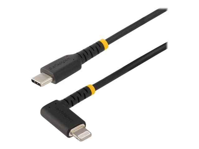 STARTECH.COM - Startech 3ft (1m) Durable USB-C to Lightning Cable - Right-Angled Heavy Duty Aramid Fiber USB Type-C to Lightning Charging/Sync Cord - Apple MFi Certified - Rugged iPhone Lightning Cable - Lightning cable - USB-C male to Lightning male - 1 m - black