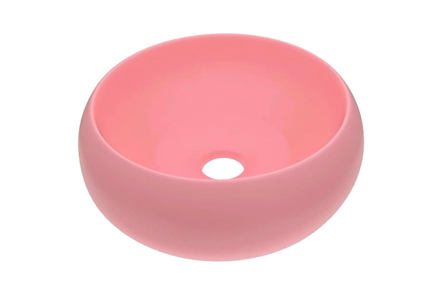 vidaXL 146999 Luxury Wash Basin Round Matt Pink 40x15cm Ceramic