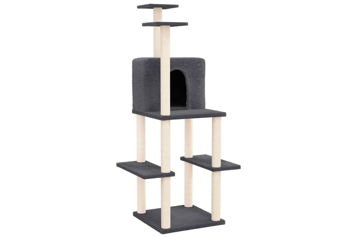 Cat Tree With Sisal Scratching Posts Dark Grey 1445 Cm