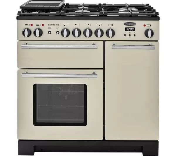 RANGEMASTER Estate 90 EST90DFFIV/C Dual Fuel Range Cooker - Ivory & Chrome