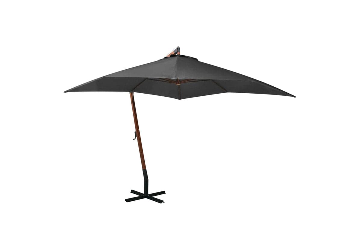 Vidaxl 313774 Hanging Parasol With Pole Anthracite 3x3 M Solid Fir Wood