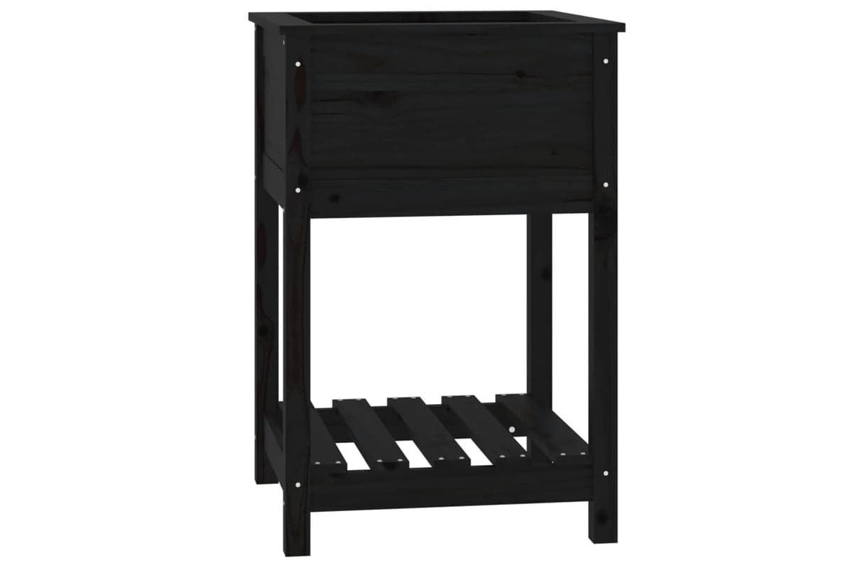 vidaXL 823777 Planter With Shelf Black 54x54x81cm Solid Wood Pine