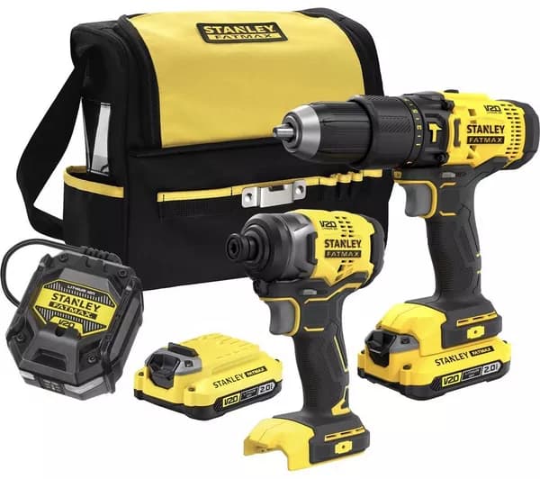 STANLEY FATMAX FatMax V20 Cordless Combi Drill and Impact Driver Set with 2 Batteries