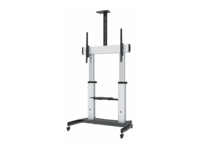 Manhattan TV & Monitor Mount, Trolley Stand, 1 screen, Screen Sizes: 60-100", Silver/Black, VESA 200x200 to 800x600mm, Max 100kg, Height adjustable 12