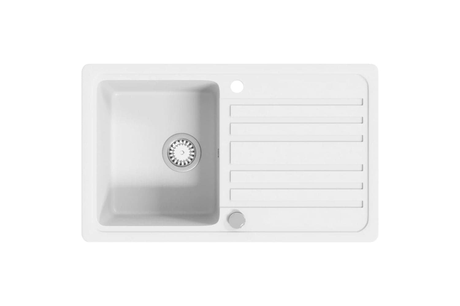 Vidaxl Granite Kitchen Sink Single Basin With Drainer Reversible Cream White